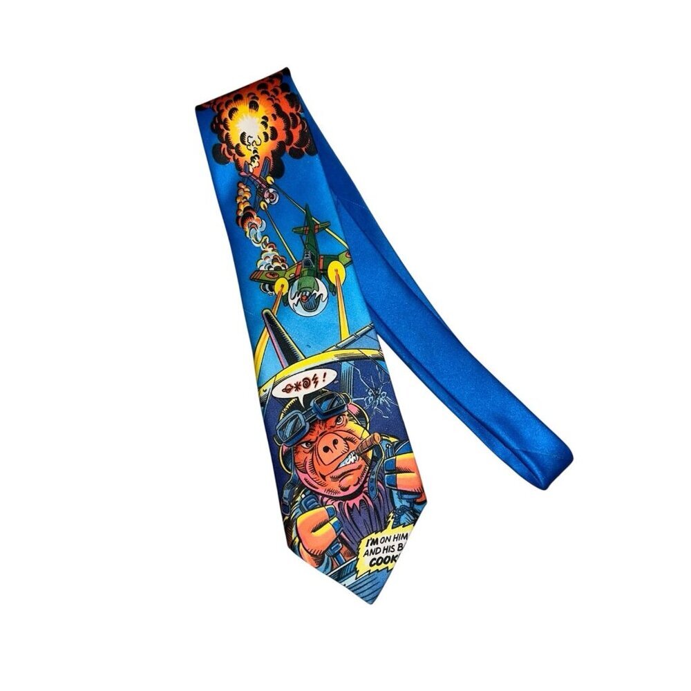 Vintage Ralph Marlin Tie When Pigs Fly 1994 Made In USA Retro Casual Funny